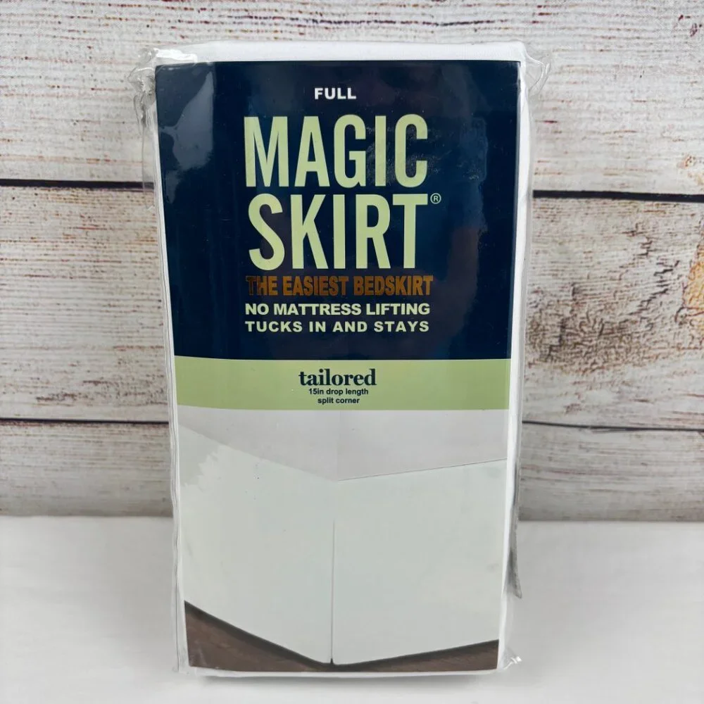 Magic Skirt Full Size Mattress BedSkirt Tailored No Mattress Lift 15